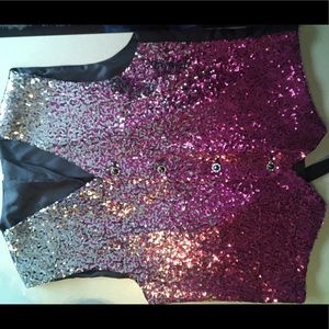 Pink and silver ombre sequin vest